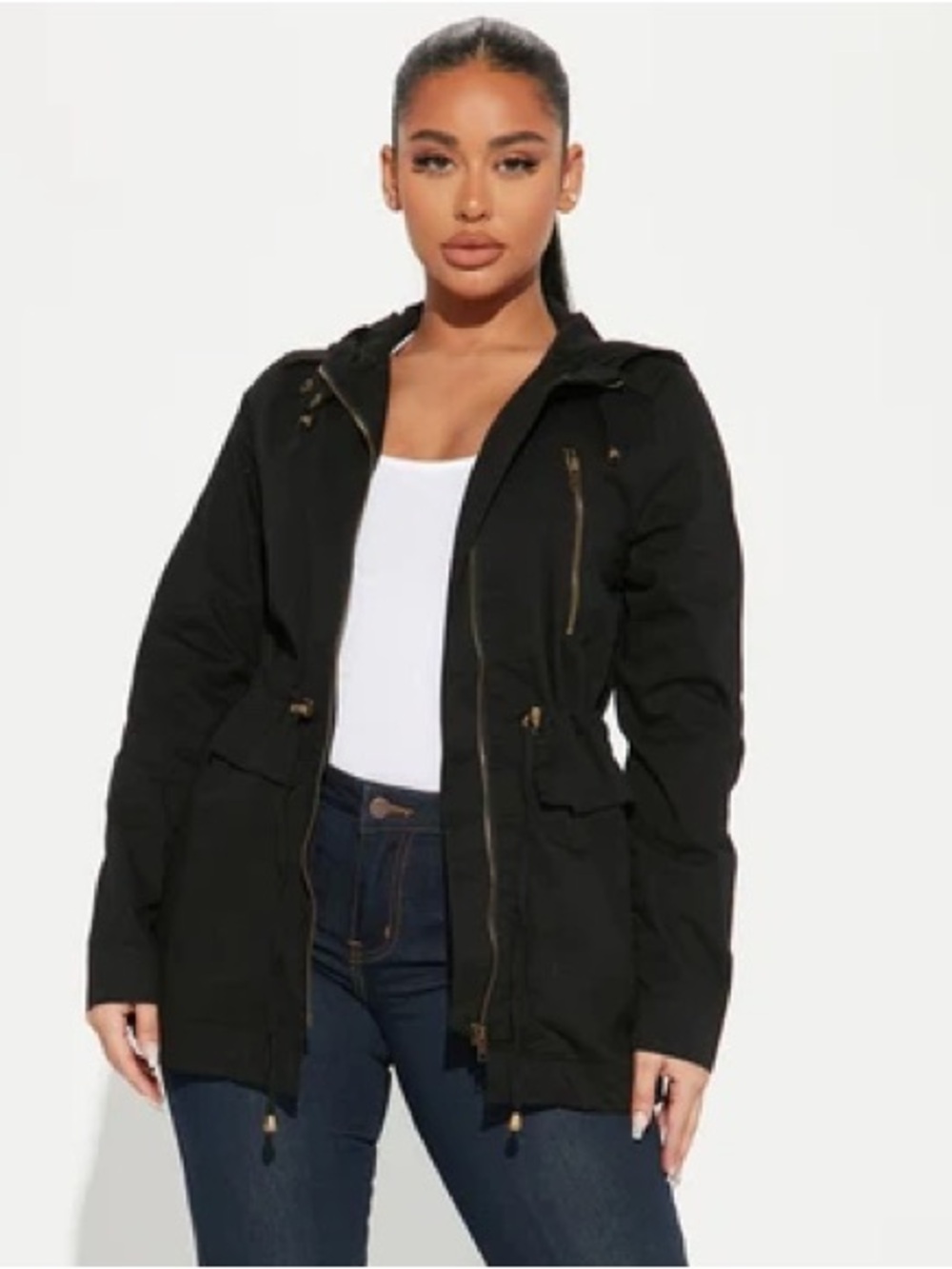 Fashion Nova Black Utility Anorak Jacket